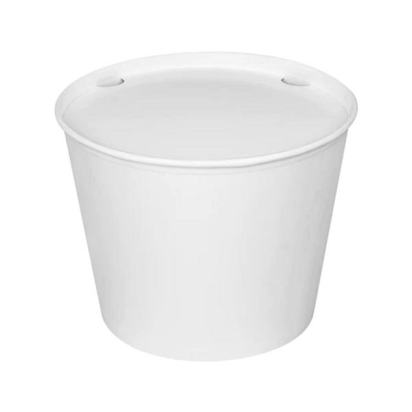 Food Bucket with Lid, 130 oz, 8.46" Dia x 6.6"h, White, Paper, 150/Carton - Image 4