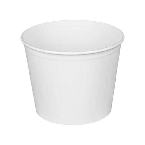 Food Bucket with Lid, 85 oz, 7.36" Dai x 6"h, White, Paper, 180/Carton - Image 3