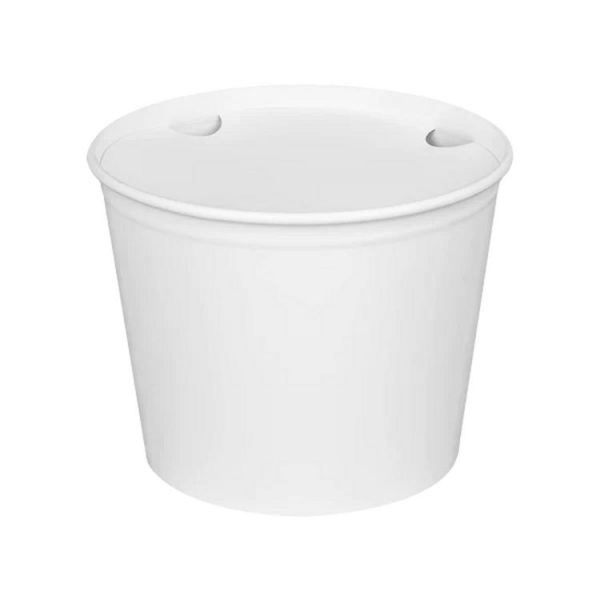 Food Bucket with Lid, 85 oz, 7.36" Dai x 6"h, White, Paper, 180/Carton - Image 2