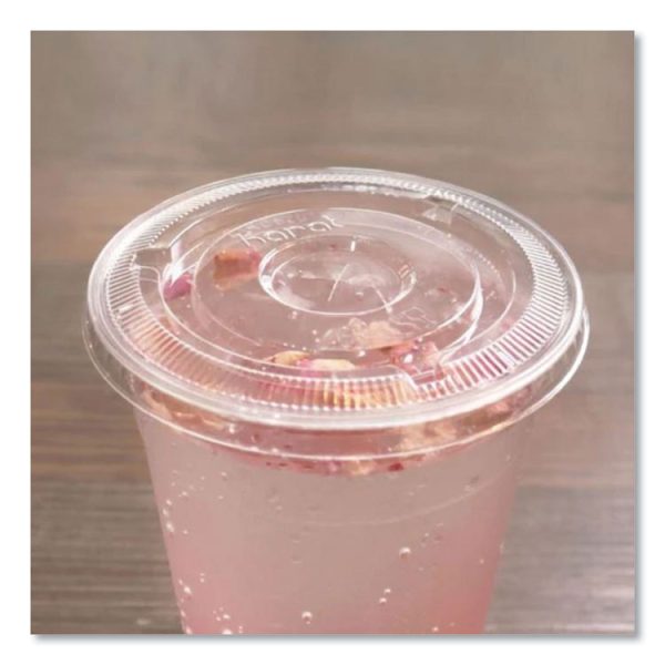 PET Lids, Flat with Straw Slot, Fits 12 oz to 24 oz Cold Cups, Clear, 1,000/Carton - Image 3