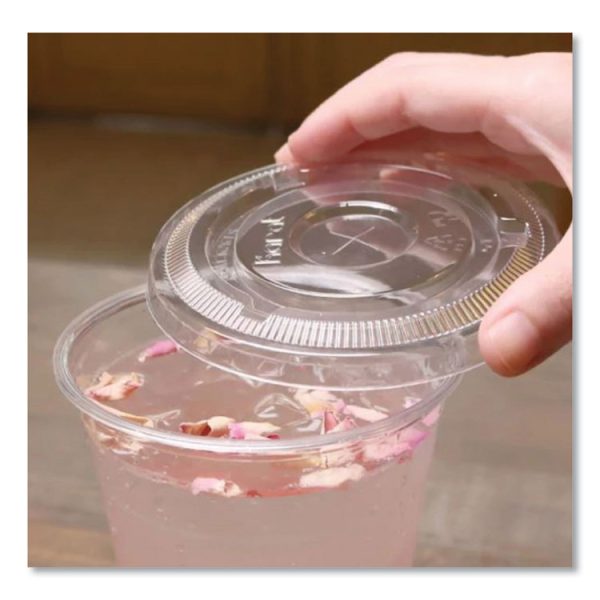 PET Lids, Flat with Straw Slot, Fits 12 oz to 24 oz Cold Cups, Clear, 1,000/Carton - Image 4