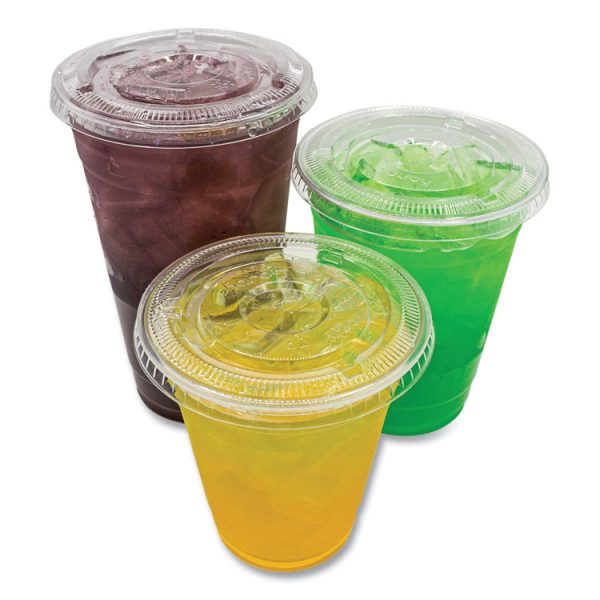 PET Lids, Fits 8 oz to 10 oz Cold Cups, X Straw Hole, Clear, 1,000/Carton - Image 4