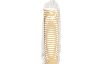 Ripple Hot Cups, 8 oz, Kraft/White, 500/Carton