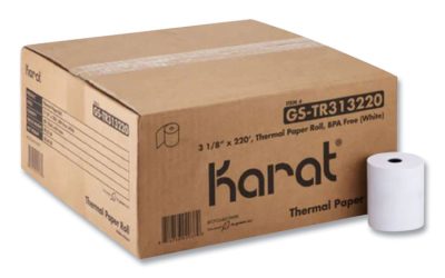 Thermal Paper Rolls, 3.13″ x 220 ft, White, 50 Rolls/Carton