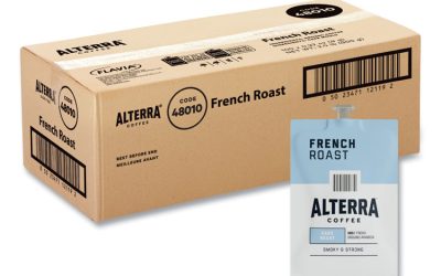 Alterra French Roast Coffee Freshpack, French Roast, 0.32 oz Pouch, 100/Carton