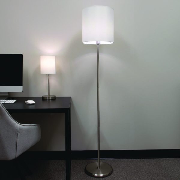 Slim Line Lamp Set, Table 12.63" High and Floor 61.5" High, Silver - Image 7