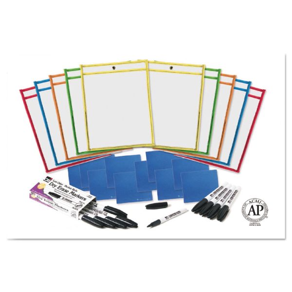 Dry Erase Pocket Class Pack, 10.5  x 1.5, Assorted Primary Colors, 10/Pack - Image 2