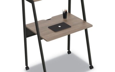 Kompass Flexible Home/office Desk, 33″ X 23.75″ X 48″, Natural Walnut