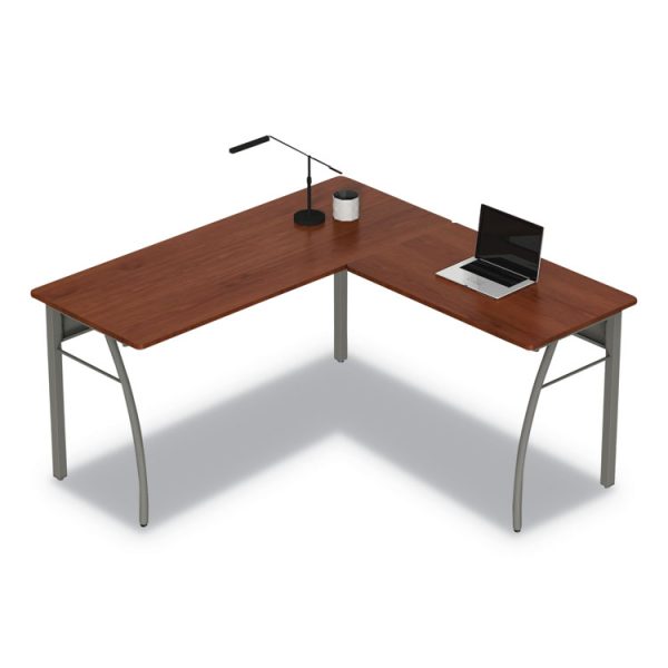 Trento Line L-Shaped Desk, 59.13" X 59.13" X 29.5", Cherry - Image 5