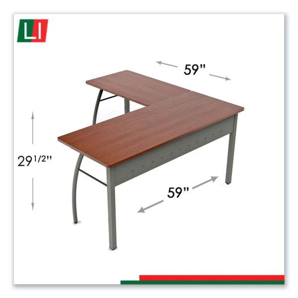 Trento Line L-Shaped Desk, 59.13" X 59.13" X 29.5", Cherry - Image 7