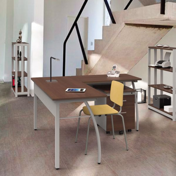 Trento Line L-Shaped Desk, 59.13" X 59.13" X 29.5", Cherry - Image 9
