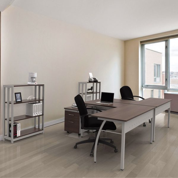 Trento Line L-Shaped Desk, 59.13" X 59.13" X 29.5", Cherry - Image 10