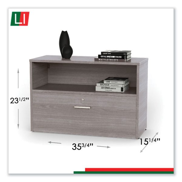 Urban 36" Credenza, Bottom Pedestal, 35.25w X 15.25d X 23.75h, Ash - Image 5