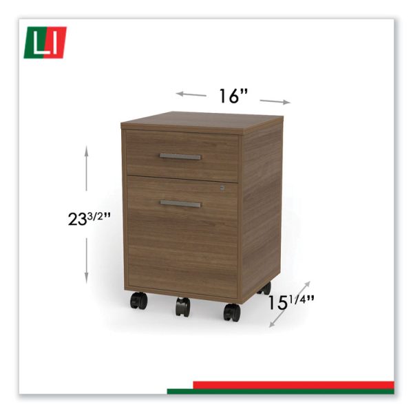 Urban Mobile File Pedestal, Left Or Right, 2-Drawers: Box/file, Legal/a4, Natural Walnut, 16" X 15.25" X 23.75" - Image 5