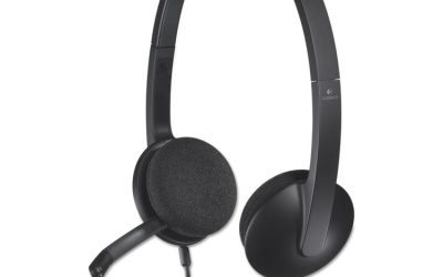 H340 Binaural Over The Head Corded Headset, Black