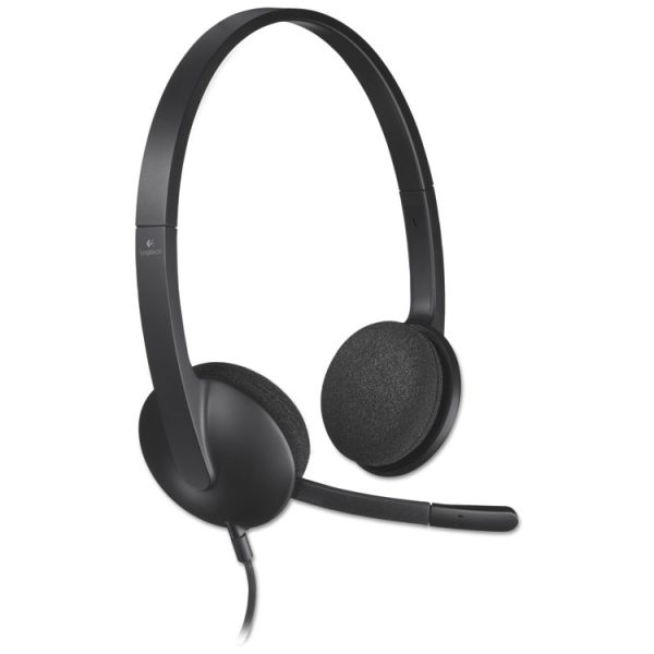 H340 Binaural Over The Head Corded Headset, Black - Image 3