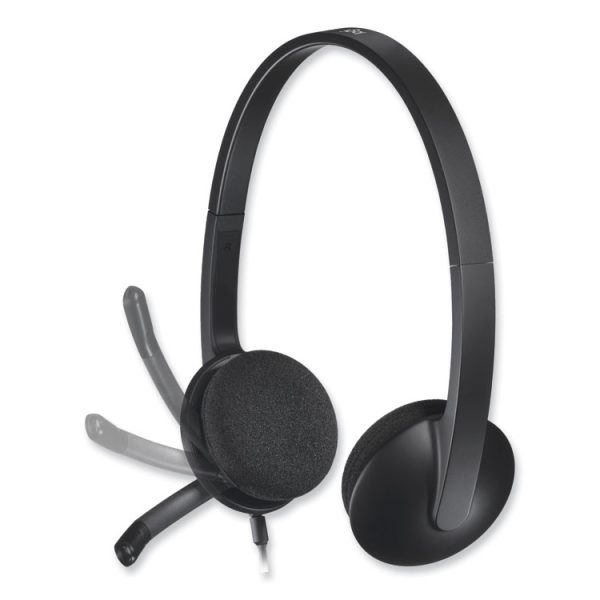 H340 Binaural Over The Head Corded Headset, Black - Image 4