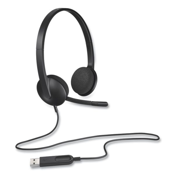 H340 Binaural Over The Head Corded Headset, Black - Image 5