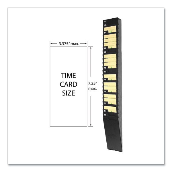 Time Card Rack For 7" Cards, 25 Pockets, Abs Plastic, Black - Image 2