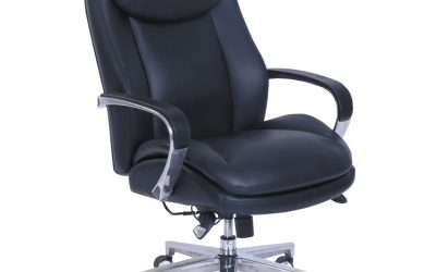 Commercial 2000 High-Back Executive Chair, Dynamic Lumbar Support, Supports 300lb, 20″ To 23″ Seat Height, Black, Silver Base