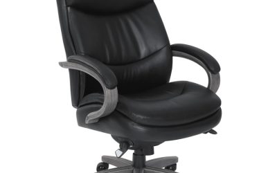 Woodbury Big/tall Executive Chair, Supports Up To 400 Lb, 20.25″ To 23.25″ Seat Height, Black Seat/back, Weathered Gray Base