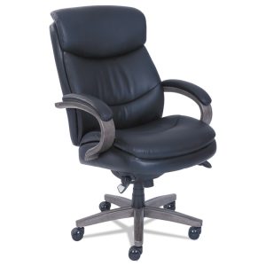 Woodbury High-Back Executive Chair, Supports Up To 300 Lb, 20.25" To 23.25" Seat Height, Black Seat/back, Weathered Gray Base