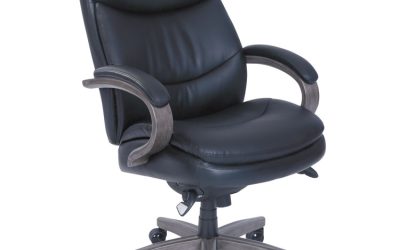 Woodbury High-Back Executive Chair, Supports Up To 300 Lb, 20.25″ To 23.25″ Seat Height, Black Seat/back, Weathered Gray Base