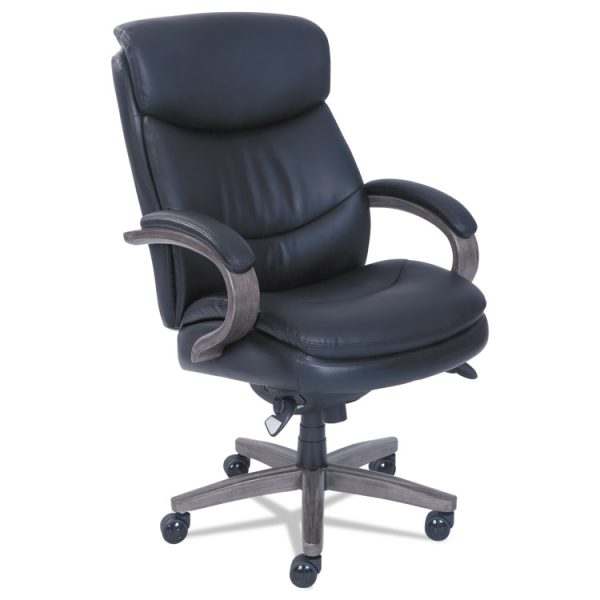 Woodbury High-Back Executive Chair, Supports Up To 300 Lb, 20.25" To 23.25" Seat Height, Black Seat/back, Weathered Gray Base