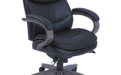 Woodbury Mid-Back Executive Chair, Supports Up To 300 Lb, 18.75″ To 21.75″ Seat Height, Black Seat/back, Weathered Gray Base