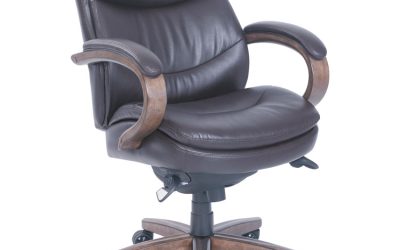 Woodbury Mid-Back Executive Chair, Supports Up To 300 Lb, 18.75″ To 21.75″ Seat Height, Brown Seat/back, Weathered Sand Base