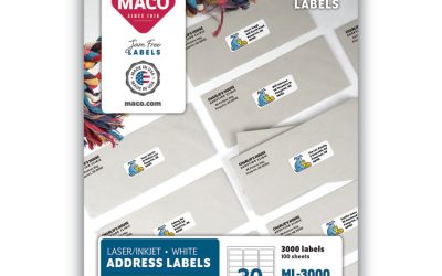 White Laser/inkjet Shipping Address Labels, Inkjet/laser Printers, 1 X 2.63, White, 30 Labels/sheet, 100 Sheets/box