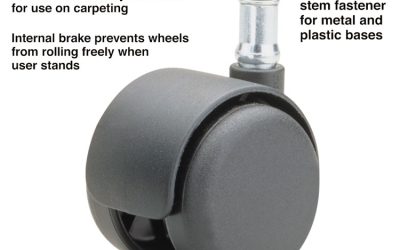 Safety Casters, Standard Neck, Grip Ring Type B Stem, 2″ Hard Nylon Wheel, Matte Black, 5/Set