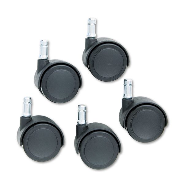 Safety Casters, Standard Neck, Grip Ring Type B Stem, 2" Soft Polyurethane Wheel, Matte Black, 5/Set - Image 2
