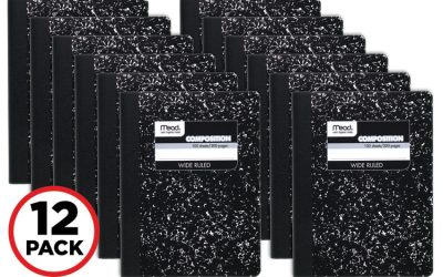 Square Deal Composition Book, 3-Subject, Wide/Legal Rule, Black Cover, (100) 9.75 x 7.5 Sheets, 12/Pack