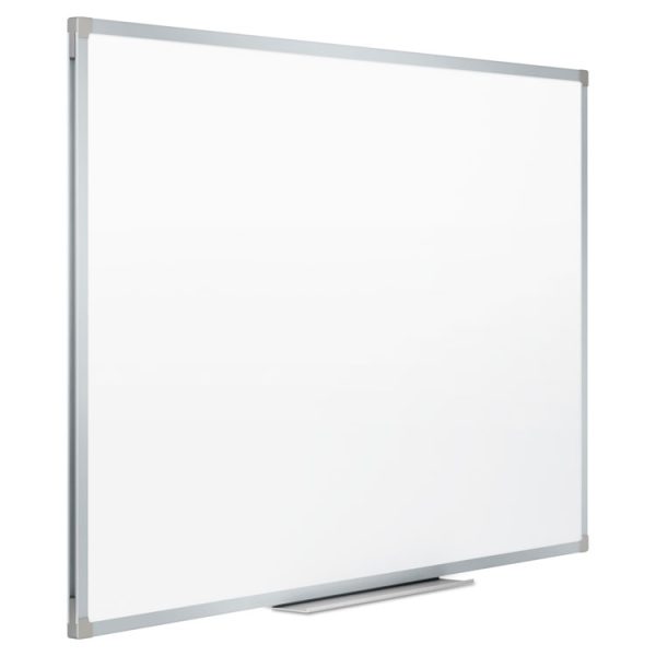 Dry Erase Board with Aluminum Frame, 36 x 24, Melamine White Surface, Silver Aluminum Frame - Image 3