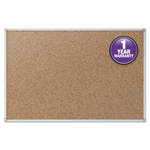 Economy Cork Board with Aluminum Frame, 24 x 18, Tan Surface, Silver Aluminum Frame - Image 4