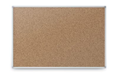Economy Cork Board with Aluminum Frame, 24 x 18, Tan Surface, Silver Aluminum Frame