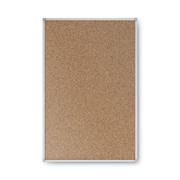 Economy Cork Board with Aluminum Frame, 24 x 18, Tan Surface, Silver Aluminum Frame - Image 2