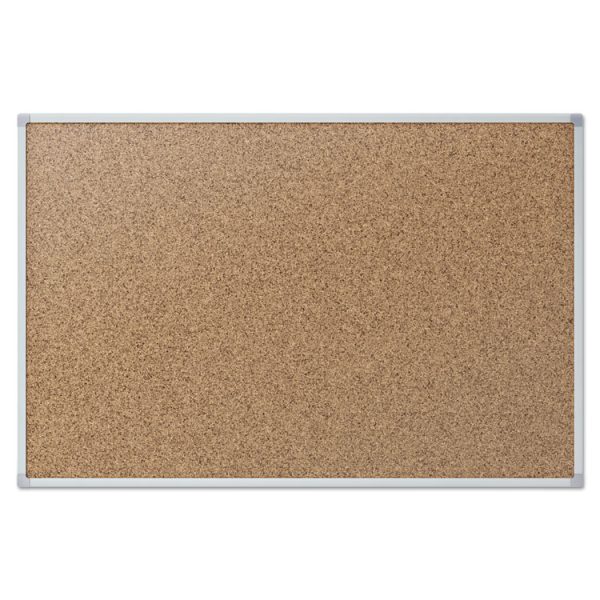 Cork Bulletin Board, 36 x 24, Tan Surface, Silver Aluminum Frame - Image 2