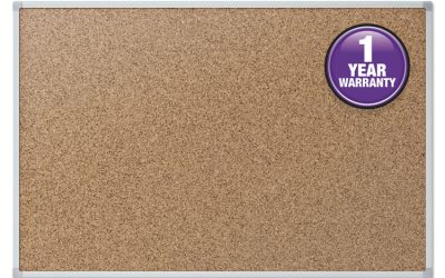 Cork Bulletin Board, 36 x 24, Tan Surface, Silver Aluminum Frame