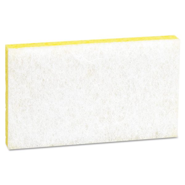 Light-Duty Scrubbing Sponge, #63, 3.6 X 6.1, 0.7" Thick, Yellow/white, 20/carton - Image 2