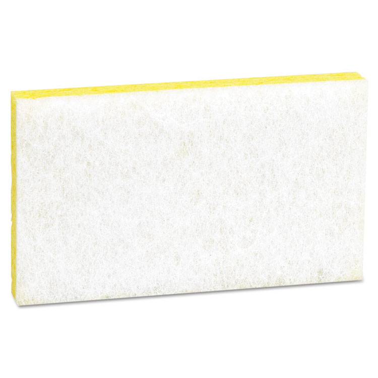 Light-Duty Scrubbing Sponge, #63, 3.6 X 6.1, 0.7" Thick, Yellow/white, 20/carton - Image 2