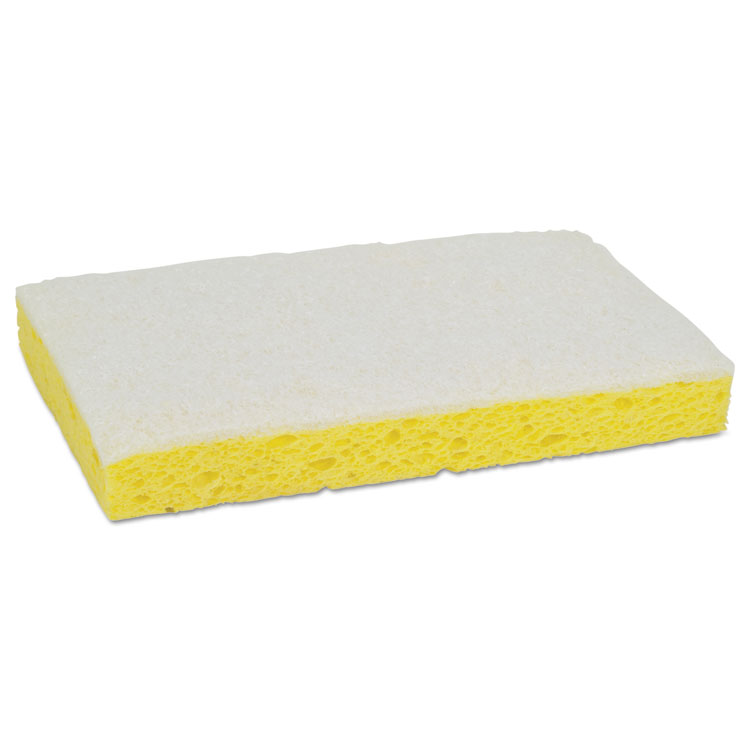Light-Duty Scrubbing Sponge, #63, 3.6 X 6.1, 0.7" Thick, Yellow/white, 20/carton - Image 4