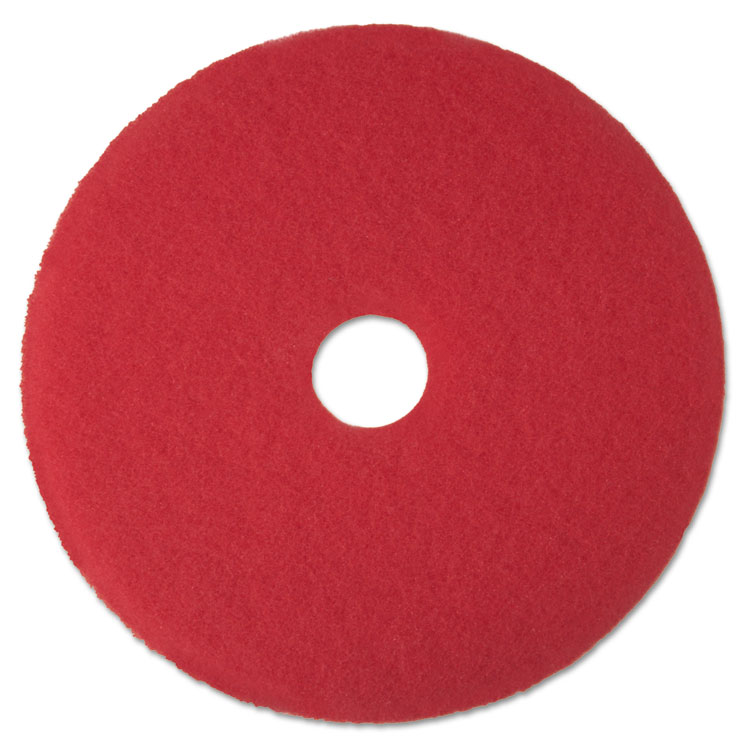 Low-Speed Buffer Floor Pads 5100, 12" Diameter, Red, 5/carton