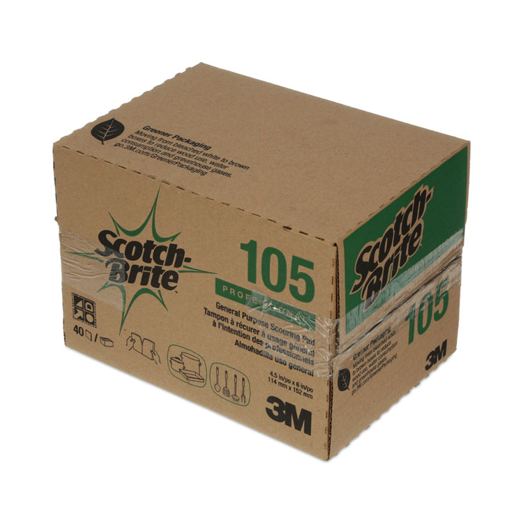 General Purpose Scouring Pad 105, 4.5 x 6, 40/Carton - Image 2