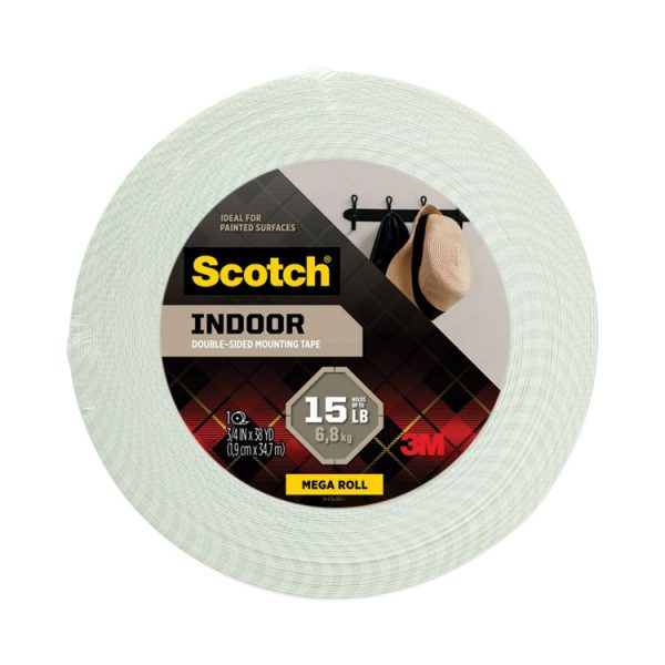 Permanent High-Density Foam Mounting Tape, Holds Up To 2 Lbs, 0.75" X 38 Yds, White
