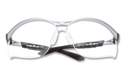 BX Molded-In Diopter Safety Glasses, 2.0+ Diopter Strength, Silver/Black Frame, Clear Lens