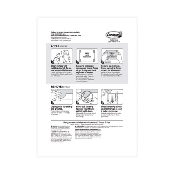 Poster Strips, Removable, Holds Up To 1 Lb Per Pair, 1.63 X 2.75, White, 256/pack - Image 7