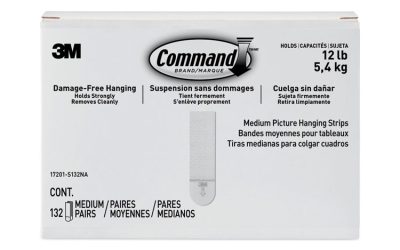 Picture Hanging Strips, Value Pack, Medium, Removable, Holds Up To 12 Lbs, 0.75 X 2.75, White, 132 Pairs/pack