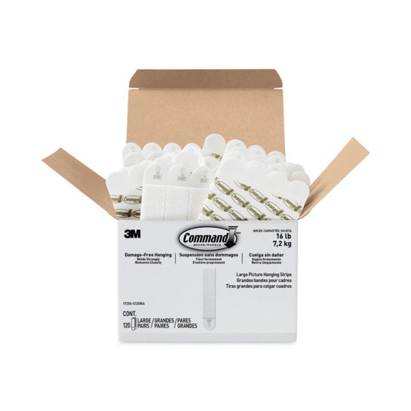 Picture Hanging Strips, Value Pack, Large, Removable, Holds Up To 16 Lbs, 0.75 X 3.65, White, 120 Pairs/pack - Image 9